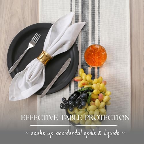 Native Fab Gray Table Runner 90 Inches Long - Boho Striped Table Cover with Fringes - 100% Cotton, Soft, Tight Weave, Non Slip Tablerunner for Dining, Dresser, Wedding - Grey and White (14x90 inches) - color: Gray White, size: 14x90