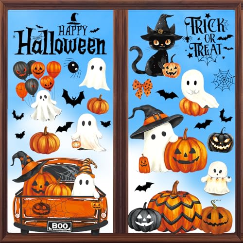 Halloween Window Clings Stickers Decor Fall Halloween Decorations Indoor - color: Halloween