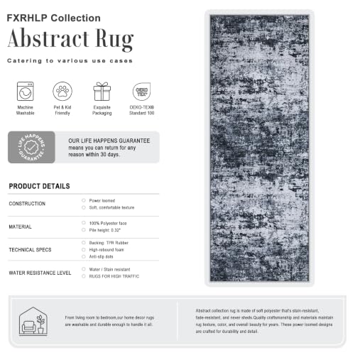 2.6x8 Washable Runner Rug：Modern Abstract Kitchen Carpet Black - color: Black, size: 2'6" x 8' (Rectangular)