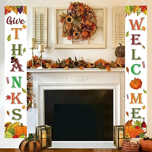 Thanksgiving Decorations Indoor Outdoor GIVE THANKS Banner 72"X12"
