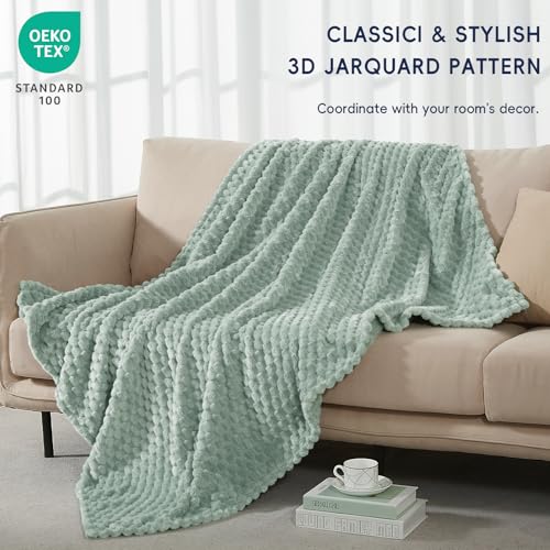 PHF Soft Cozy Fleece Throw Blanket, 340GSM Lightweight Warmth, Sage Green - color: Sage Green, size: Throw(50"x60")