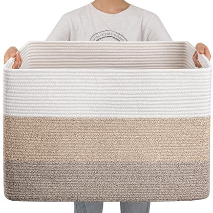 OIAHOMY 108L Extra Large Blanket Basket Dog Toy Basket Gradient Brown - color: Gradient Brown