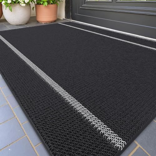 Color&Geometry Front Door Mats Durable Doormat for Outside Entry Home Entrance Back Porch Patio Waterproof | Heavy Duty Non-Slip Outdoors Floor Welcome Mats Exterior - 17"x29" Black - color: 2-black, size: 17"x30"