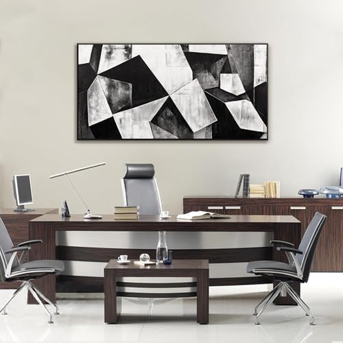 Framed Black And White Abstract Canvas Wall Art For Living Room 24 X 48 - color: Ink Black, size: 48"L x 24"W