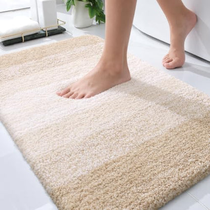 OLANLY Small Bathroom Rugs 24x16, Extra Soft Absorbent Microfiber Bath Rugs - color: Light Beige, size: 24" X 16"