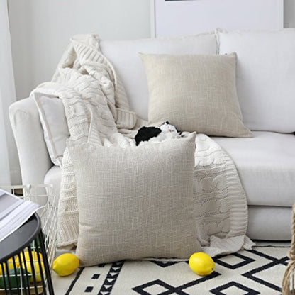 Kevin Textile Simple Linen Pillow Covers Nordic Stars Soft Cushion Case with Hidden Zipper, 2 Pc, 16"x16", Light Beige - color: Light Beige, size: 16" x 16" (Pack of 2)