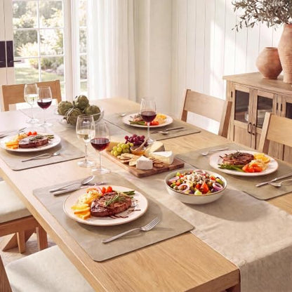 MOSAYT Vinyl Faux Leather Placemats, Set of 6, Apricot - color: Apricot