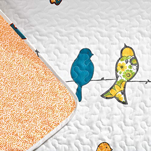 Lush Decor Rowley Birds Reversible Throw Blanket, 50" W x 60" L, Multi - Throw Blankets for Bed - Couch Blanket - Farmhouse Throw Blanket for Couch - color: Multicolor, size: 50" W x 60" L