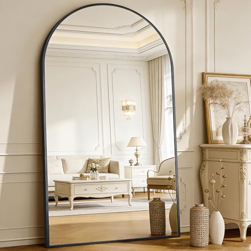 BEAUTYPEAK 86" x 40" Arch Floor Length Mirror with Stand, Black - color: Black, size: 86"L x 40"W