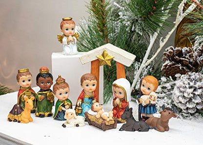 Kurt S. Adler 1.6-4.5" Children's Nativity, 13-Piece Set (D3762)