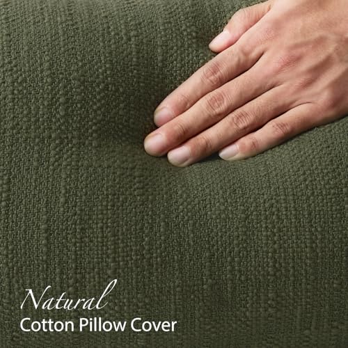 100% Cotton 14x36 Inch Lumbar Pillow Cover with Fringe 1 Pack, Olive Green - color: A-olive Green, size: 36" x 14" (Pack of 1)