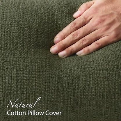 100% Cotton 14x36 Inch Lumbar Pillow Cover with Fringe 1 Pack, Olive Green - color: A-olive Green, size: 36" x 14" (Pack of 1)