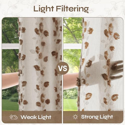 BGment Brown Fall Linen Curtains for Living Room 96 inches Long - 2 Panels - color: Brown, size: 52"W x 96"L (Pack of 2)