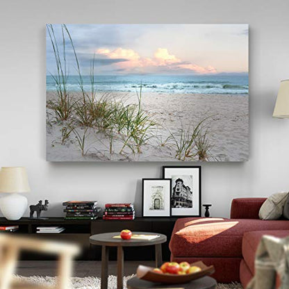 Renditions Gallery Home Wall Art Pictures Sunset View at Calm White Sandy Beach Canvas Hanging Prints for Living Room Office Walls - 12"X18" LT08 - color: Beach Driftwood, size: 18"L x 12"W