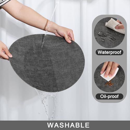 Myir JUN 14" Round Placemats Set of 4, Reversible Dual-Color Place Mats - color: Gray