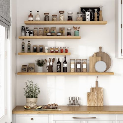 Vivelove 36" Floating Shelves 10 inch Deep, Set of 2, Oak - color: Oak, size: 35.4”wx10.2”dx1.5”h