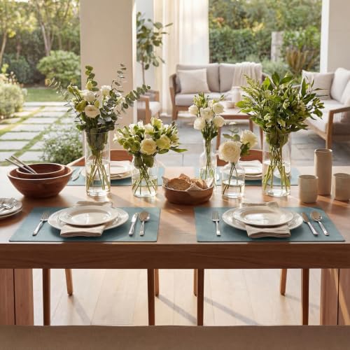Artoid Mode Blue Faux Leather Placemats Set of 4 - color: Blue, size: 12" x 18", Rectangular Set of 4