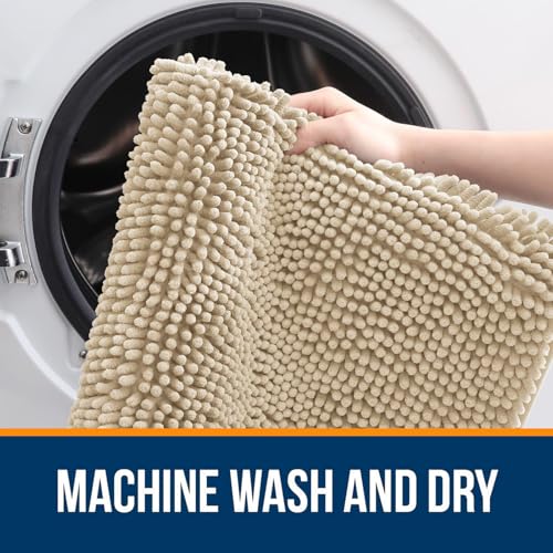 OLANLY Toilet Rugs U-Shaped 20x20, Soft Absorbent Chenille Contour Rugs - color: Beige, size: 20" X 20" Contour Rug