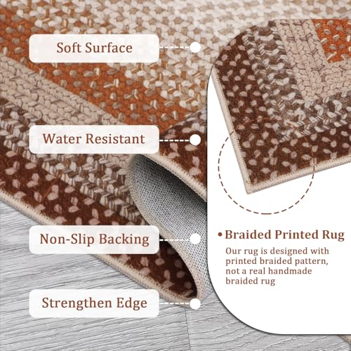 RUGSREAL Entryway Area Rug 2x3 Small Machine Washable Bedroom Rug Non Slip - color: Brown/Rust, size: 2' x 3' (Rectangular)
