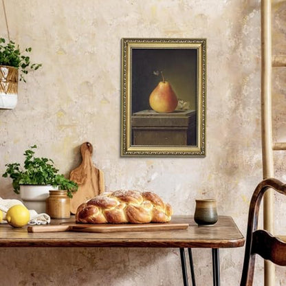 AIMAILON Framed Autumn Pear Insect Picture, American Country Style 16x24 - color: Pear and Butterfly, size: 24"L x 16"W