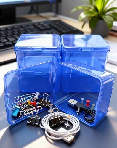 LJY 60 Blue Square Plastic Boxes, 2.5 x 2.5 x 1.4 in for Buttons - color: Blue, size: Single Size (2.5 x 2.5 x 1.4 inch)