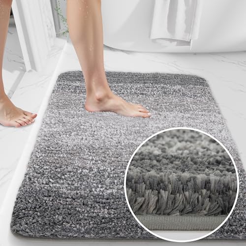 Bathroom Rugs,Soft Microfiber Shaggy Bath Mats,24"x16" Grey - color: Grey, size: 1'4" x 2' (Rectangular)