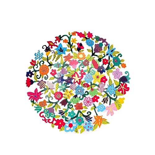 EMANUEL Yair Decorative Metal Fruit Bowl | Vibrant Hand Painted Bowl | Hangable Centerpiece Bowl for Home Decor and Gifting | Judaica Art (10 inch, Flowers) - color: Flowers, size: 10 inch