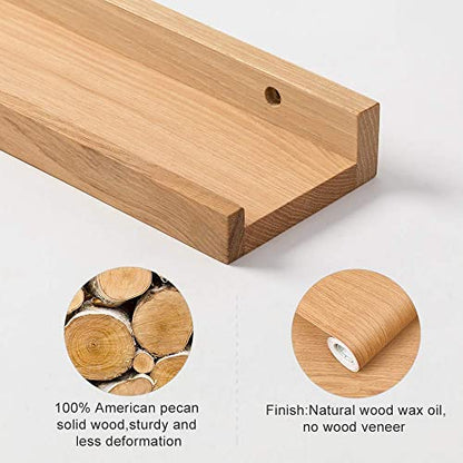 HOMWOO 36 Inch Floating Shelves Long Wall Shelf, Wall Mounted Natural Wood Picture Ledge Shelf for Living Room,Bedroom,Bathroom & Kitchen - size: 36 inches