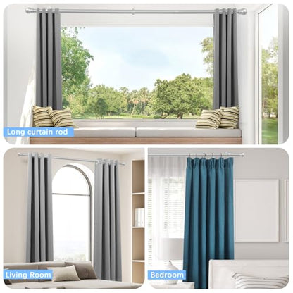 Curtain Rods for Windows 16-48", 6/8 In Silver Curtain Rod, 1 Pack - color: Satin Silver, size: 48" - 6/8'' rod - 1 Pack