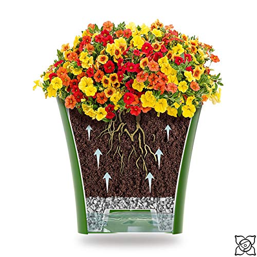 Santino Self Watering Planters Arte 4.3 Inch Green-Gold/White Flower Pots Set of 4 - color: Green-gold/White - Set of 4, size: 4.3-Inch