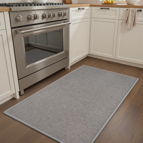 RESARE Kitchen Mats, Non Slip Kitchen Mats for Floor, Absorbent Quick Dry Washable Kitchen Rugs in Front of Sink, Hallway, Laundry, Kitchen Floor Mat(Grey, 17"x 30") - color: Grey, size: 17"×30"