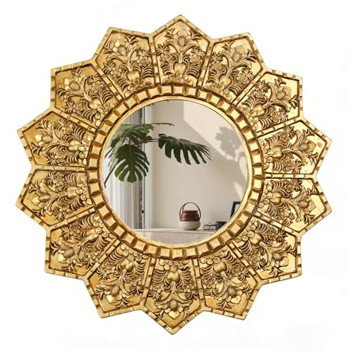 Gold Sunburst Mirror – 12" Vintage Wall Mirror Victorian Decor