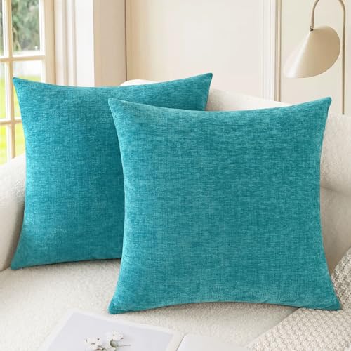 CaliTime Decorative Couch Throw Pillow Covers 16 X 16 Inches Lake Blue - color: Lake Blue, size: 16" x 16" (Pack of 2)