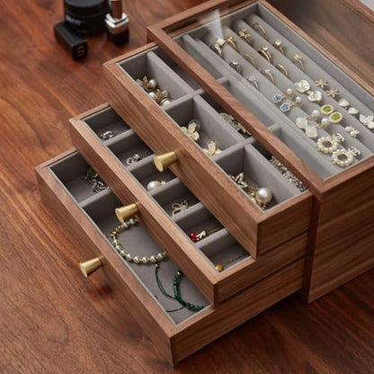 Black Walnut Jewelry Organizer, 3 Layer - size: 3 Layer