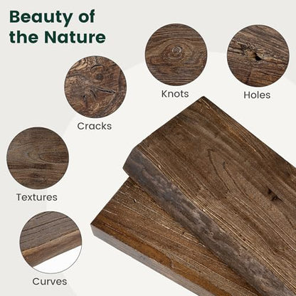 72in Live Edge Solid Elm Floating Shelves, Walnut, Set of 1 - color: Walut Color, size: Live Edge 72 inch, 1Pack