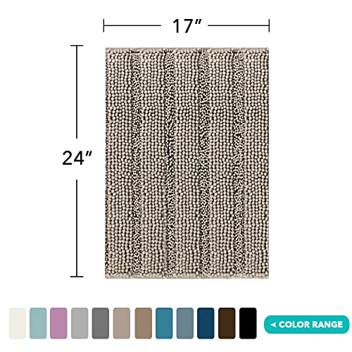 Turquoize Bathroom Rugs Shaggy Chenille Bath Rug Non Slip Thick Shaggy Bath Mats for Bathroom Chenille 1-Piece Bath Mat Set, Soft Super Absorbent Shower Rug Washable Mats, 17"x24", Taupe - color: Taupe, size: 17" x 24"