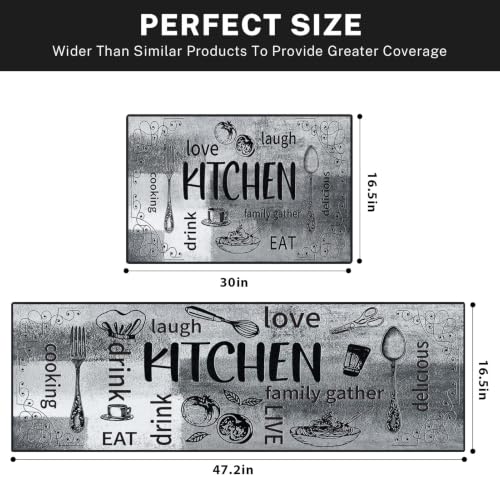 Kitchen Rugs Set of 2 Non Slip WashableFarmhouse Rustic Black - color: Farmhouse Rustic Vintage Black