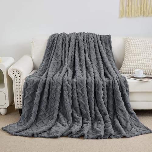 Aganear Fleece Throw Blanket for Couch Sofar 50"x60" Grey - color: Gray, size: Throw(50×60in)