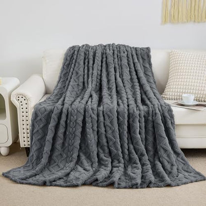 Aganear Fleece Throw Blanket for Couch Sofar 50"x60" Grey - color: Gray, size: Throw(50×60in)