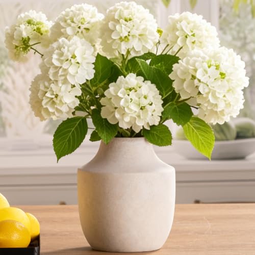 Mitt&Ditt Ceramic Flower Vase, 7.5 inch Off-White Farmhouse Rustic Vase, Handcrafted Weathered Pottery Vases, Small Flower Terracotta Vases for Home Decor, Living Room, Table, Shelf - color: B-7.5"h-antique