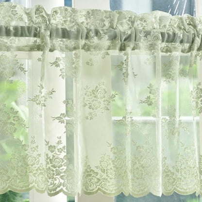 Kotile Light Sage Green Sheer Valance Curain for Window 52x18 Inch 1 Panel - color: Sage Green