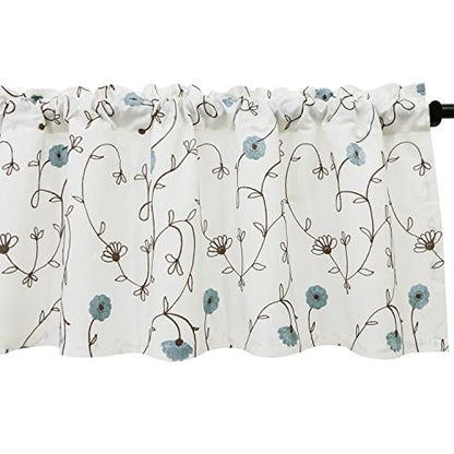 VOGOL Blue Floral Kitchen Valance, Linen Look, 52 x 18 Inches - color: Blue, size: 52"W x 18"L (Pack of 1)
