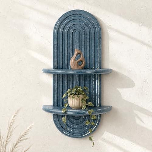 Plant Wall Shelf for Wall Decor: Hanging Plant Shelf for Planter, DenimBlue - color: Denimblue