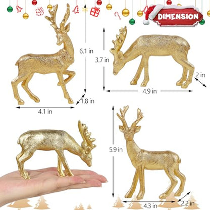 Lulu Home 3 PCS Christmas Reindeer Figurines, Peer (Textured) - style: 3 Peers with Texture
