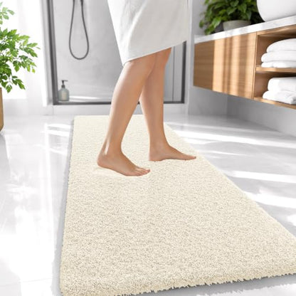 OLANLY Microfiber Bathroom Runner Rugs 47x20, Ultra Soft Bath Mat, White - color: White, size: 47" X 20"