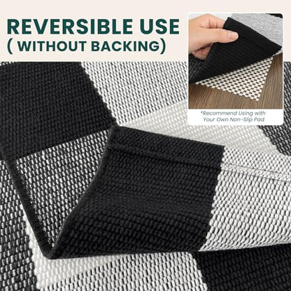 KOZYFLY Buffalo Plaid Area Rug 5x7 ft Living Room Rug, Black and White - color: Black and White, size: 5' x 7' (Rectangular)
