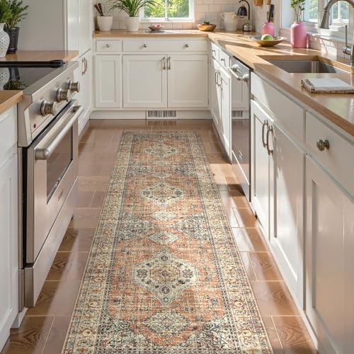 Lahome Oriental Runners for Hallways, 2.5x10 Kitchen Runner Rug Non Slip - color: Terracotta, size: 2.5' x 10' (Runner)