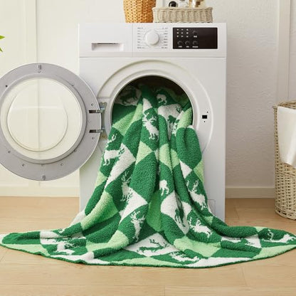 CYMULA Christmas Knit Throw Blanket - Super Soft Cozy Fuzzy Blankets for Couch, Sofa & Bed, Holiday Throw Blanket，50"x60" - color: Christmas Reindeer, size: Throw/Travel(50"x60")