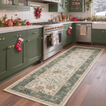 GarveeHome 2x6 Washable Runner Rug Sage Green Christmas Kitchen Runner - color: Sage Green, size: 2' x 6' (Rectangular)