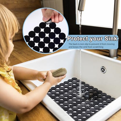 Kitchen Sink Mat,2 Pack Sink Protectors for Kitchen Sink with Scissors - color: Dark Black